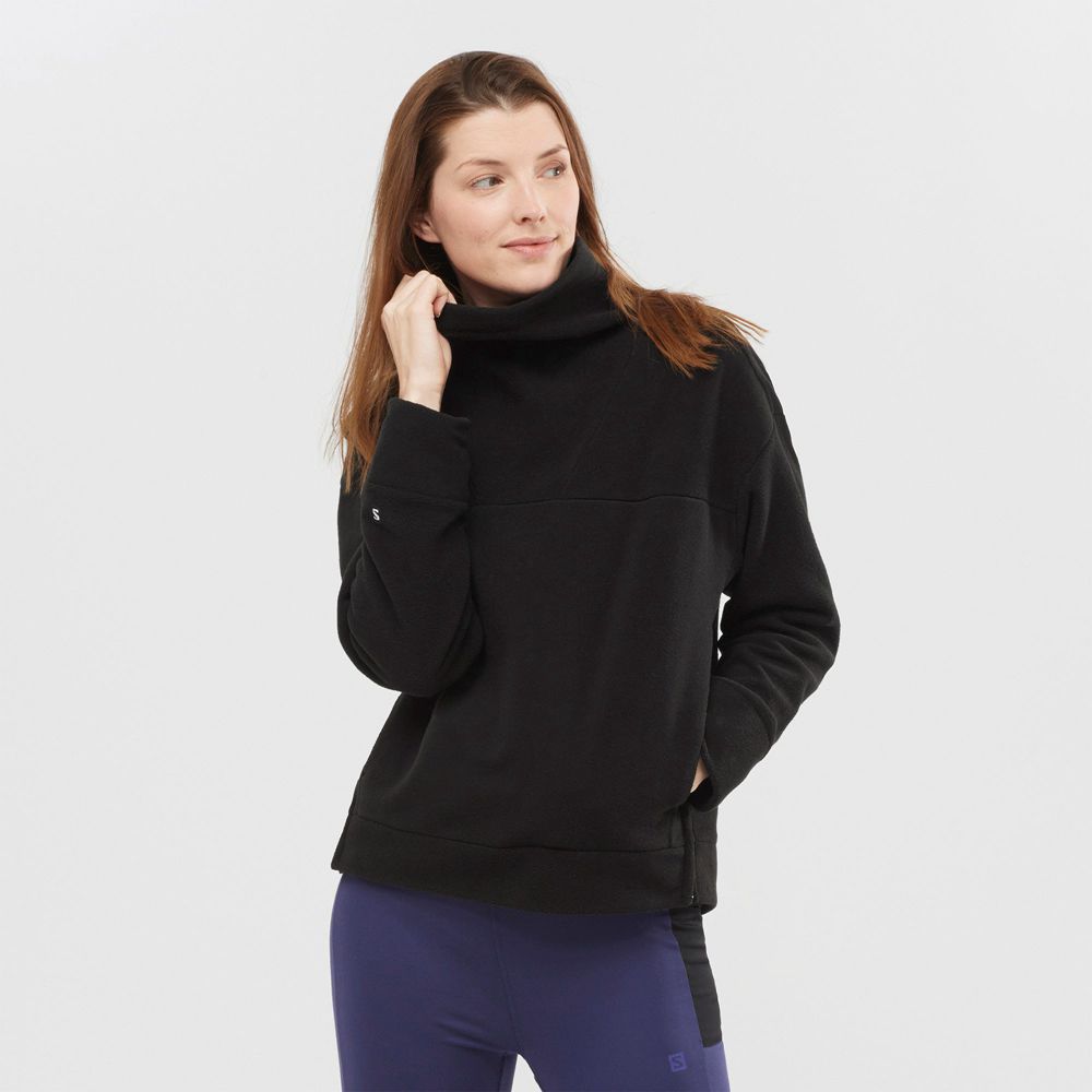 Salomon Singapore Womens Pullover - OUTLIFE MIDLAYER W Black | 60375-CMOQ